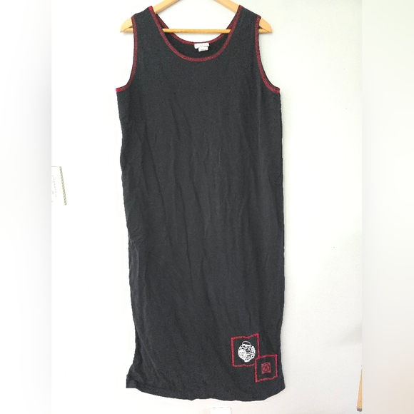 Cité Y2K Tank Dress Womens Size XL Red Black Chinese Embroidered Gothic Vintage - Picture 1 of 8